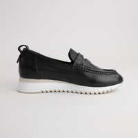 Peggy Black Leather Loafers