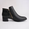 Anthea Black Leather Ankle Boots