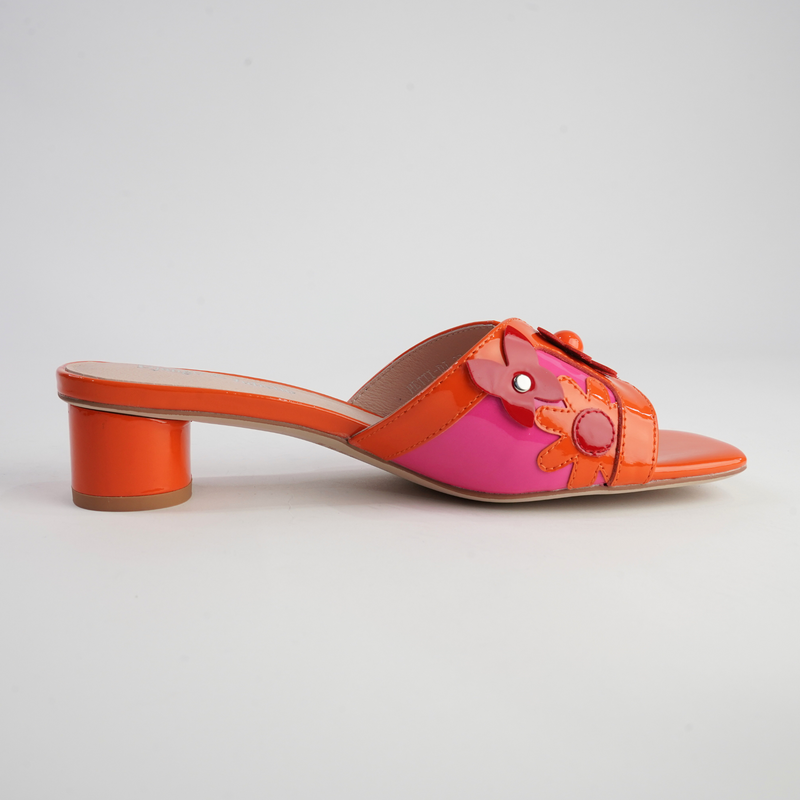 Hetti Orange/ Pink Multi Patent Leather Heels