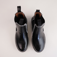 Dodge Black Leather Ankle Boots