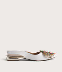 Vesper White/ Gold Leather Flats
