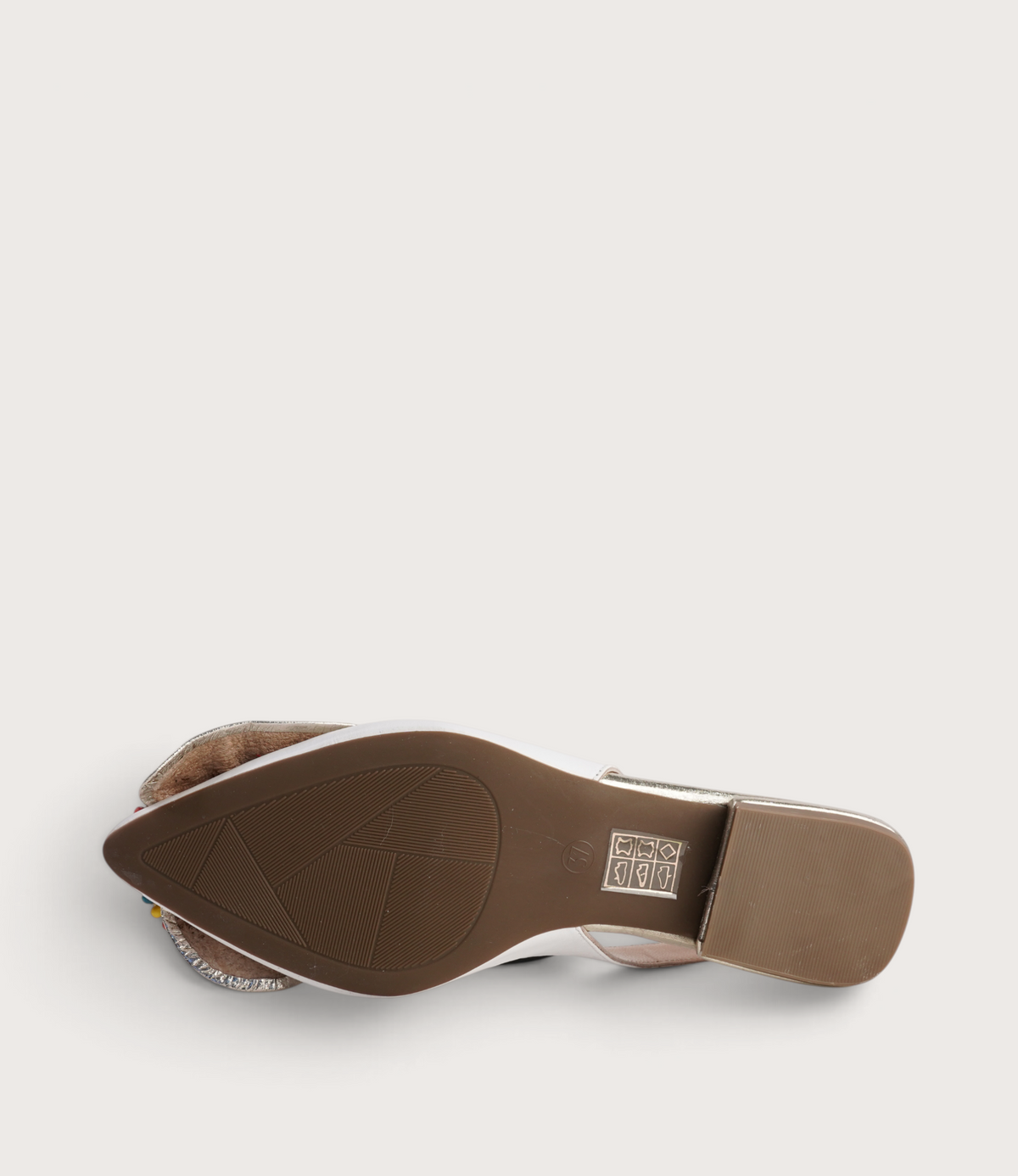 Vesper White/ Gold Leather Flats