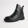 Theona Black Leather Ankle Boots