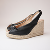 Cisne Black/ Taupe Leather Espadrille Wedges