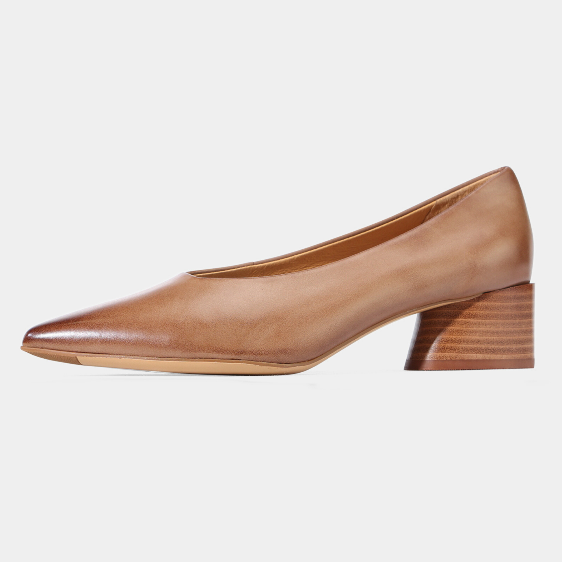 Hatten Pecan Leather Heels - EOS FOOTWEAR | Shouz