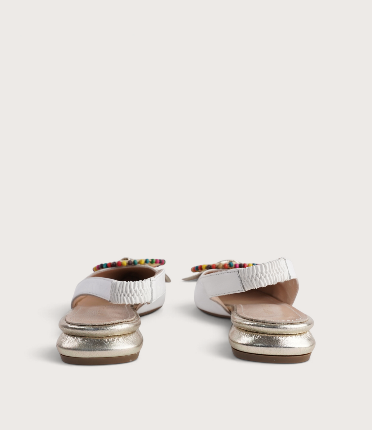 Vesper White/ Gold Leather Flats