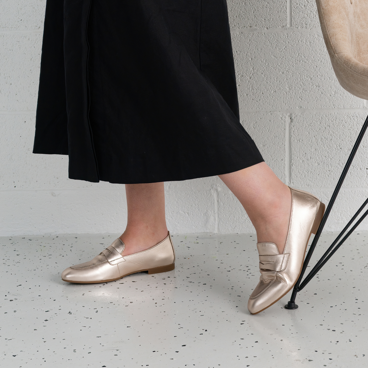 Libby Pewter Leather Loafers - GABOR | Shouz