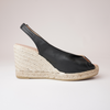 Cisne Black/ Taupe Leather Espadrille Wedges