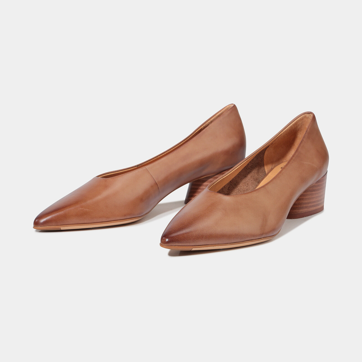 Hatten Pecan Leather Heels - EOS FOOTWEAR | Shouz