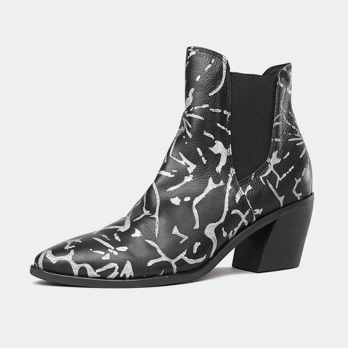 Jens Black & Silver Leather Ankle Boots, DJANGO & JULIETTE - Shouz