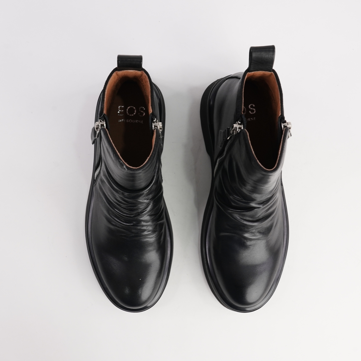 Theona Black Leather Ankle Boots