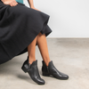 Faye Black/ Black Heel Leather Ankle Boots