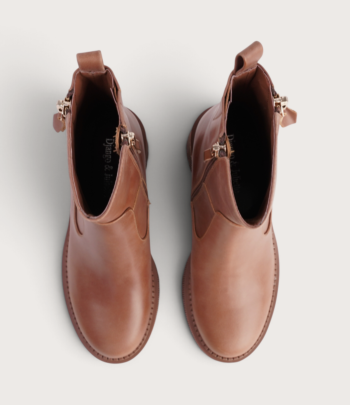 Zareks New Cognac Leather Ankle Boots - DJANGO AND JULIETTE | Shouz