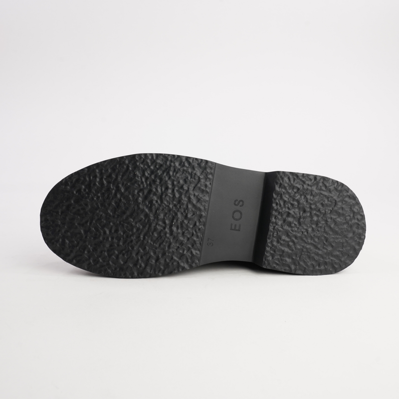 Theona Black Leather Ankle Boots