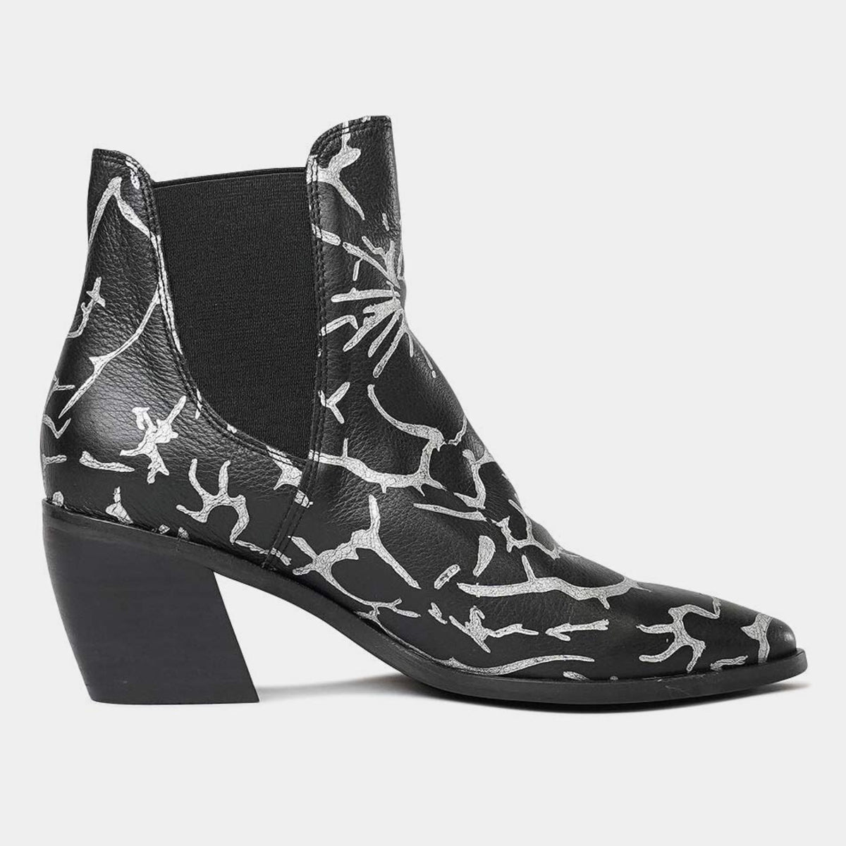 Jens Black & Silver Leather Ankle Boots, DJANGO & JULIETTE - Shouz
