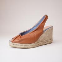 Cisne Cuero/ Jeans Leather Espadrille Wedges