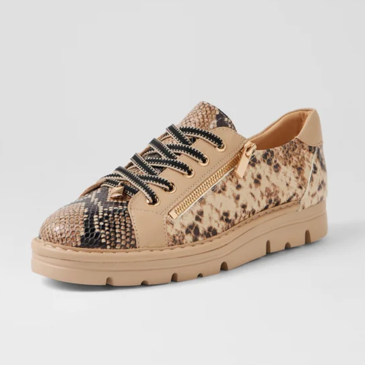 Elos Black and Caramel Snake/ Caramel Leather Sneakers - TOP END | Shouz