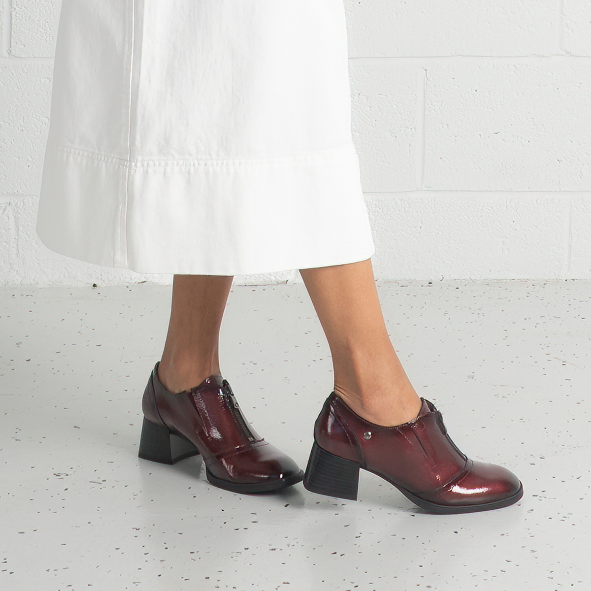 Elisa Wine Patent Leather Boots
