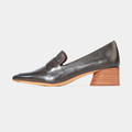Hatena Dark Olive Leather Heels