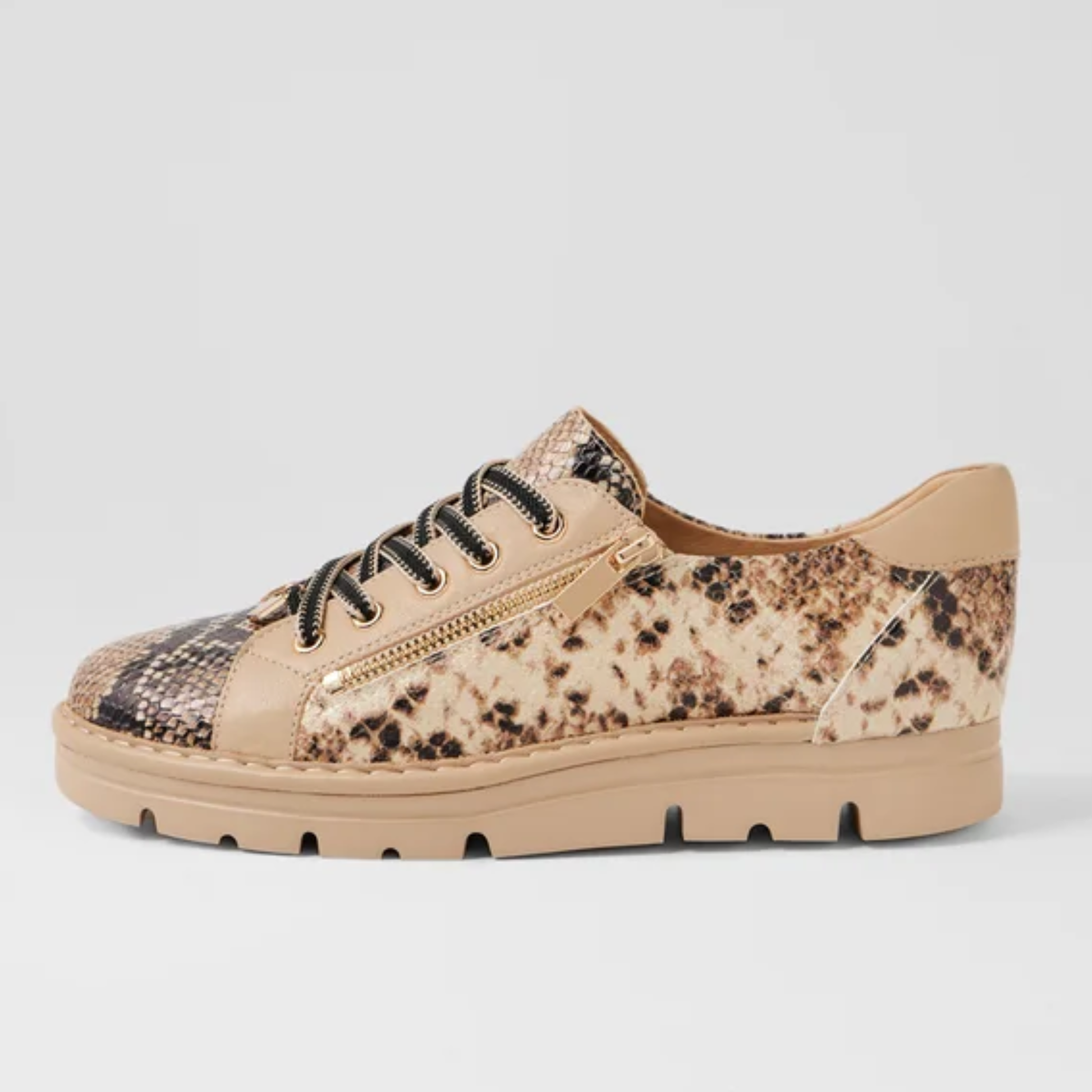 Elos Black and Caramel Snake/ Caramel Leather Sneakers - TOP END | Shouz