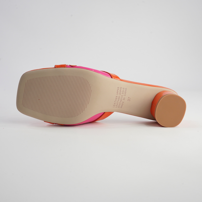 Hetti Orange/ Pink Multi Patent Leather Heels