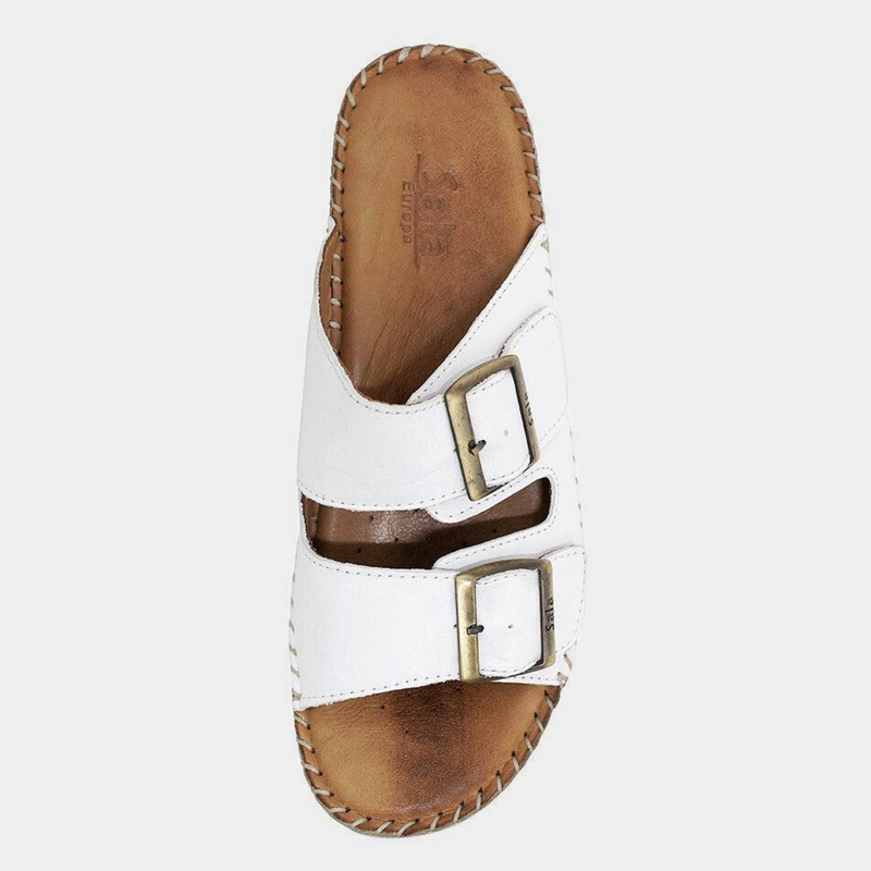 Oasis White Leather Slides