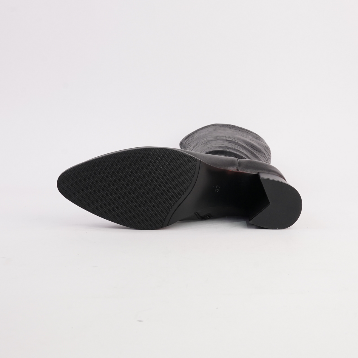 Swap Black Leather Knee High Boots