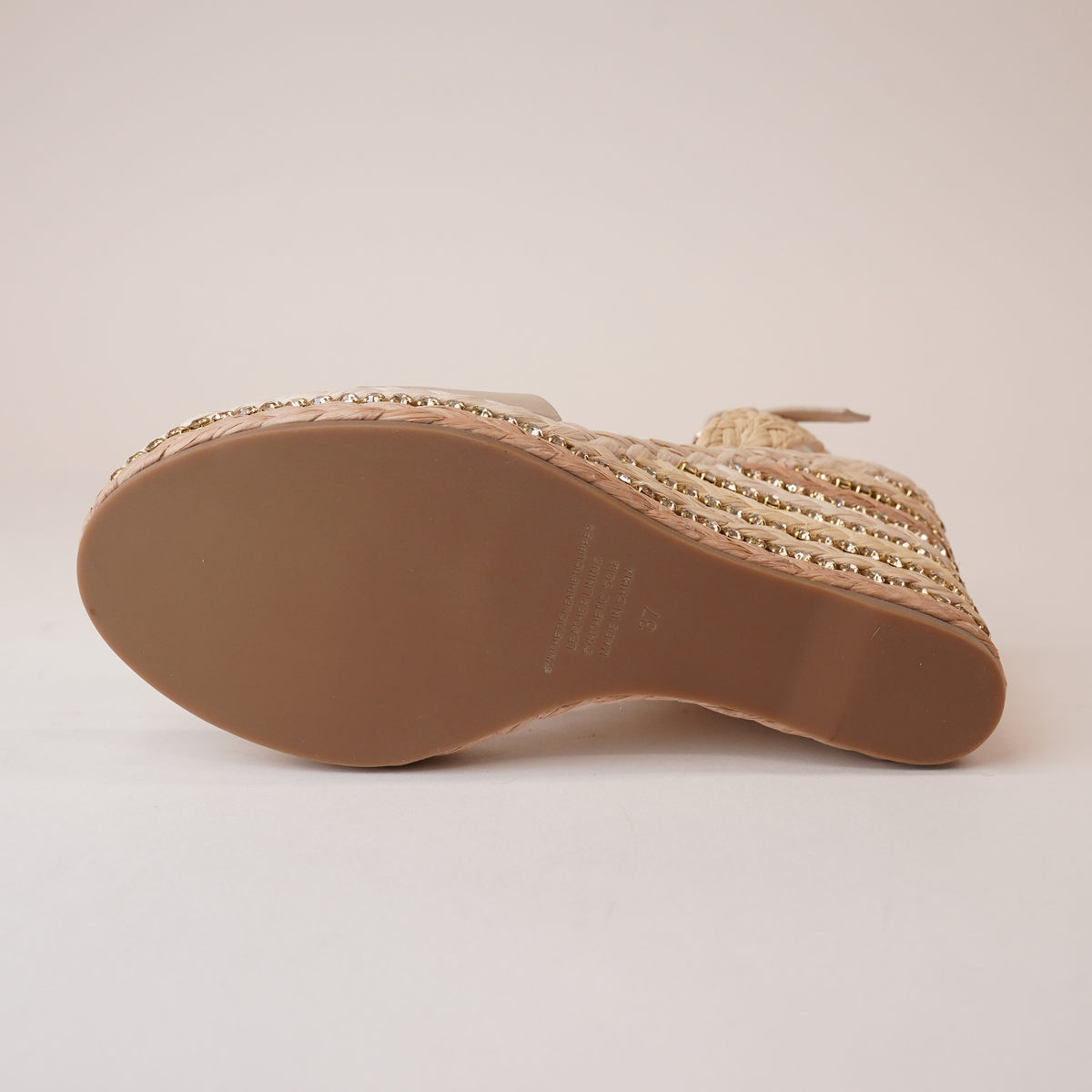 Etroya Almond Leather Espadrille Wedges - TOP END | Shouz
