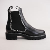 Dodge Black Leather Ankle Boots