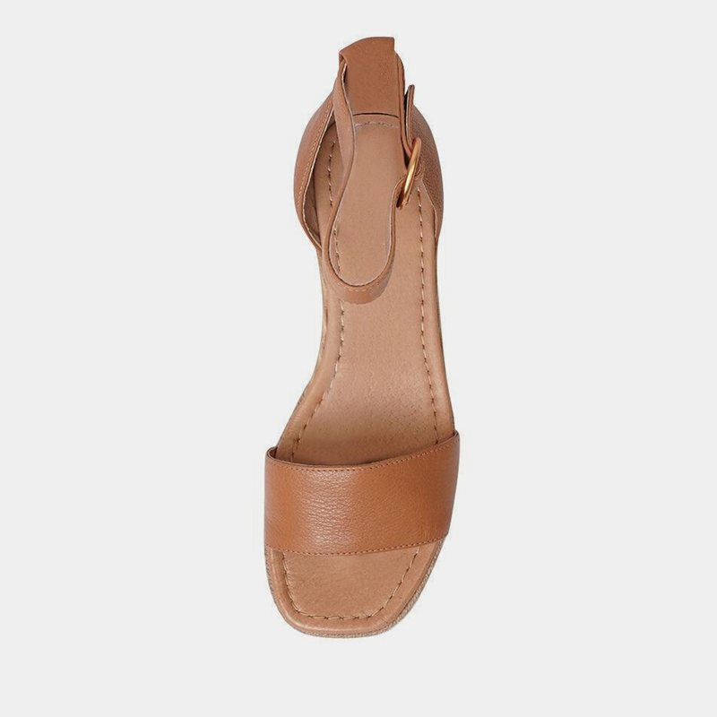 Idola Dark Tan Leather Wedges