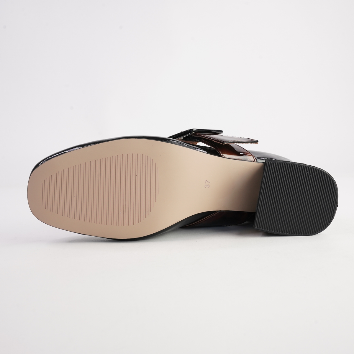 Pagoda Black Patent/ Turtle Strap Leather Heels - BRESLEY | Shouz