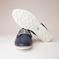 Derby Punch Navy Tumble Lace Up Flats