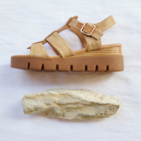 Rhodesy Coffee Raffia/ Dark Tan Leather Sandals - DJANGO AND JULIETTE | Shouz