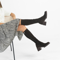 Zina Choc Suede Stretch Knee High Boots