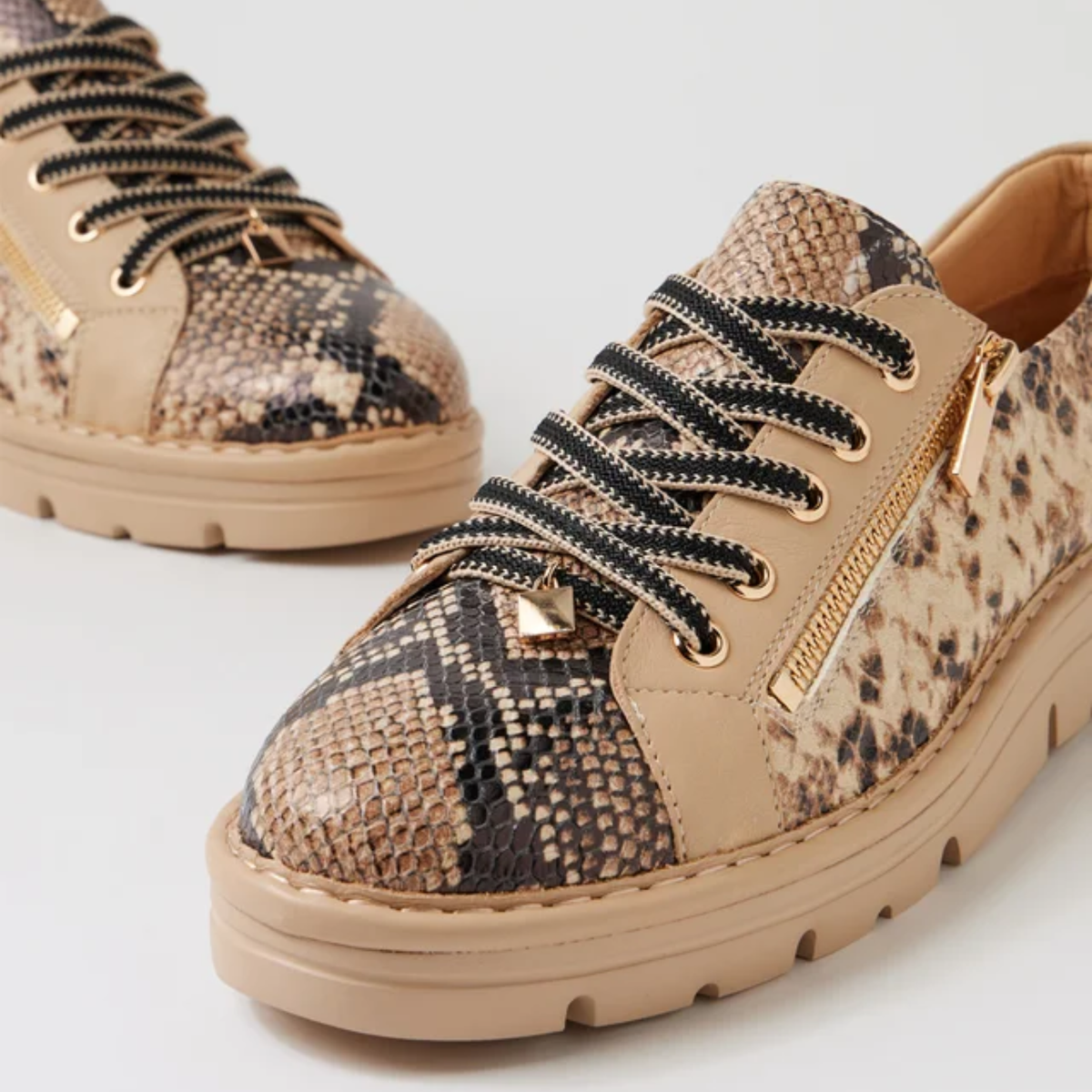 Elos Black and Caramel Snake/ Caramel Leather Sneakers - TOP END | Shouz