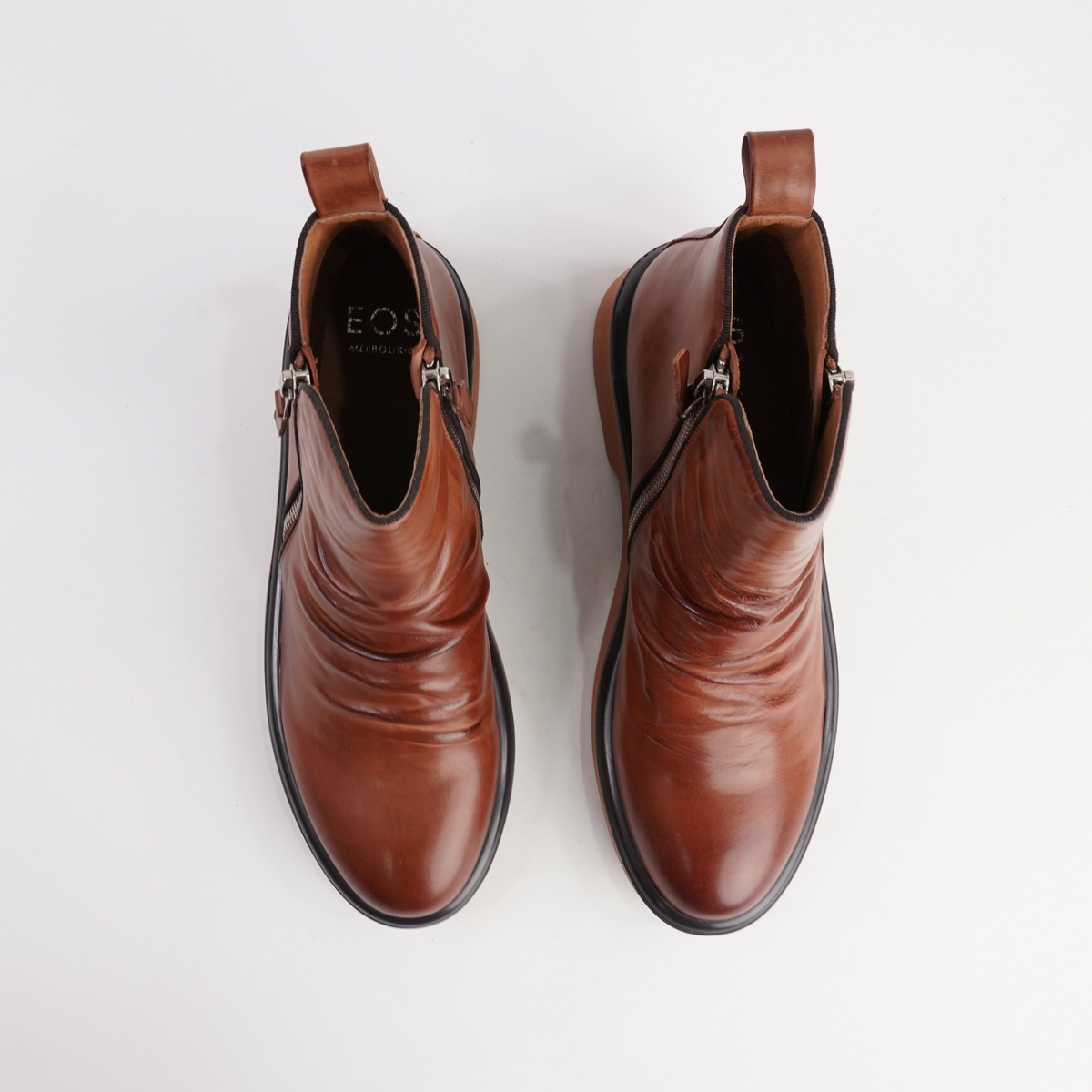 Theona Brandy Leather Ankle Boots
