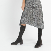 Zina Choc Suede Stretch Knee High Boots