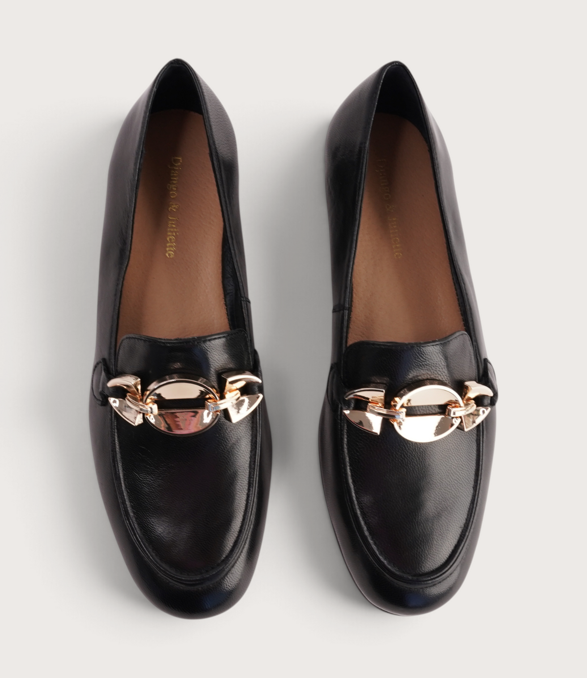 Ilysa Black Polish Leather Loafers - DJANGO AND JULIETTE | Shouz
