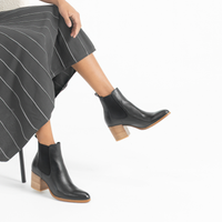 Zubia Black/ Natural Leather Ankle Boots