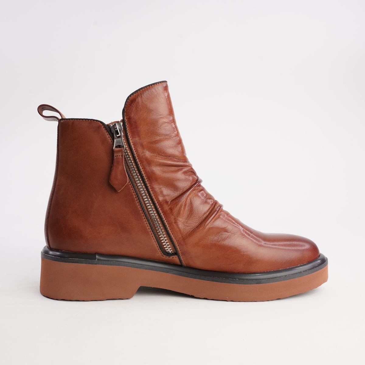 Theona Brandy Leather Ankle Boots
