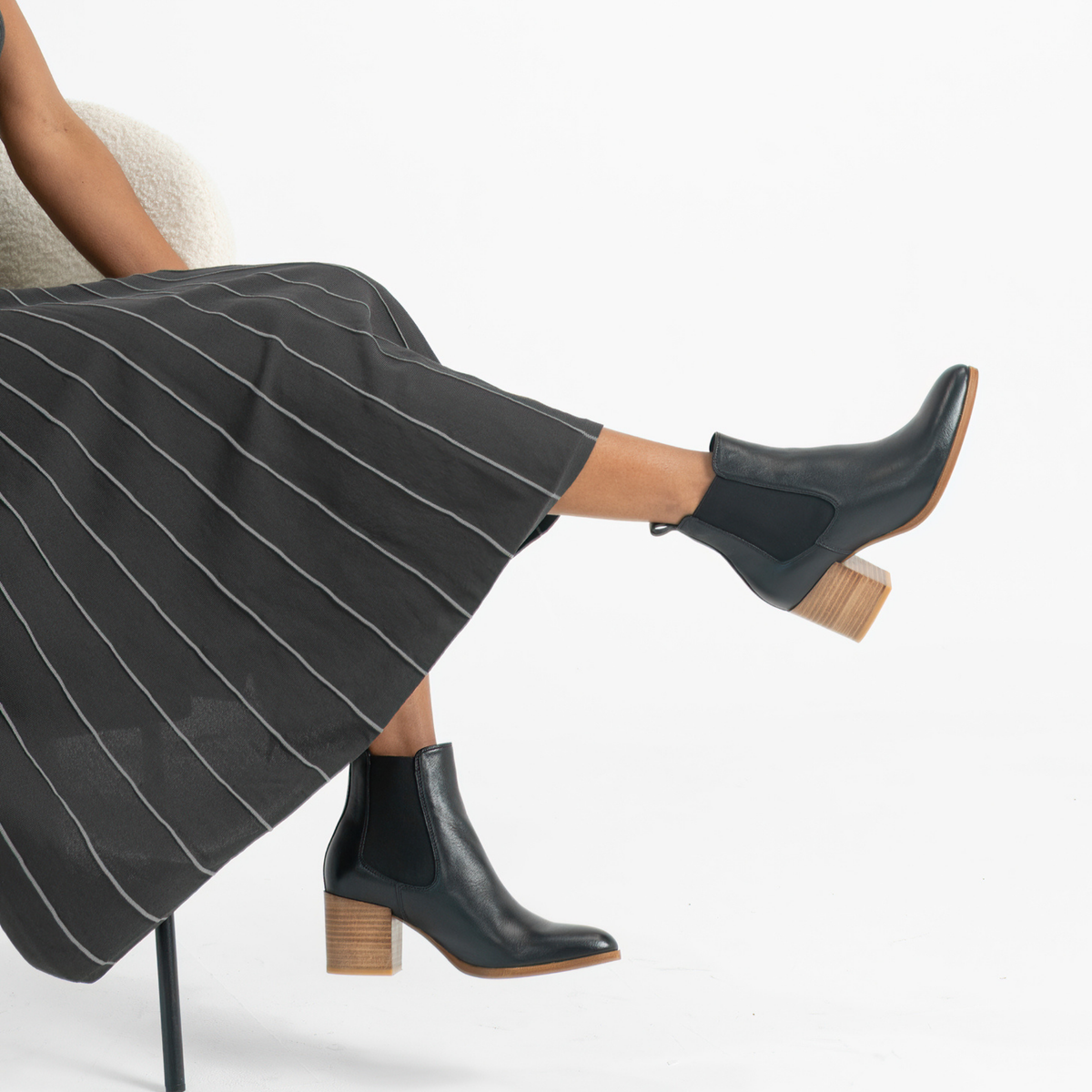 Zubia Black/ Natural Leather Ankle Boots