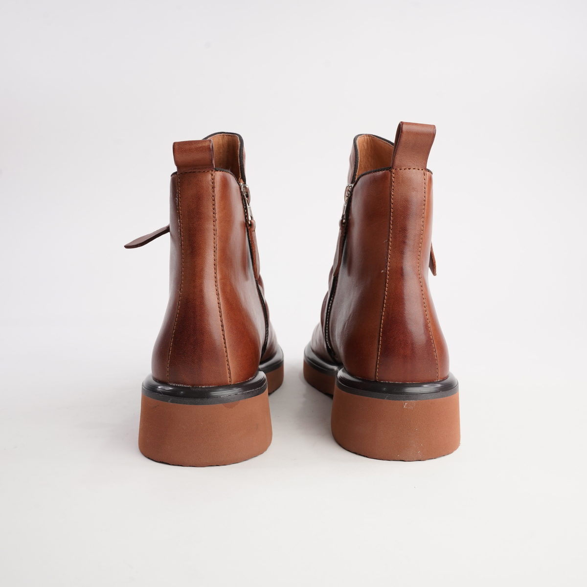 Theona Brandy Leather Ankle Boots