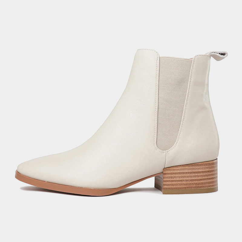 Kenya Ivory Leather Ankle Boots