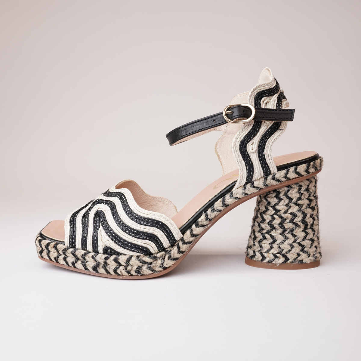 Danae Black Multi Leather Espadrille Heels - GAIMO | Shouz