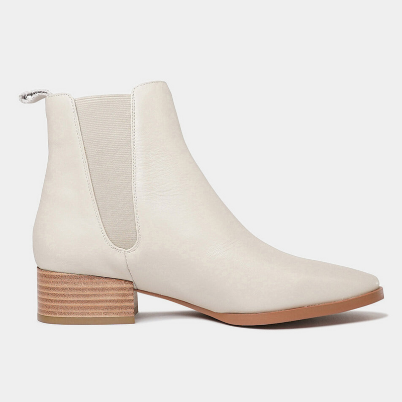 Kenya Ivory Leather Ankle Boots