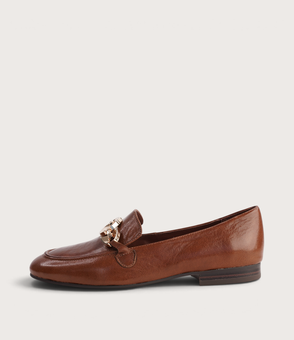 Ilysa Cognac Polish Leather Loafers - DJANGO AND JULIETTE | Shouz