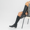Folmy Black Leather Knee High Boots