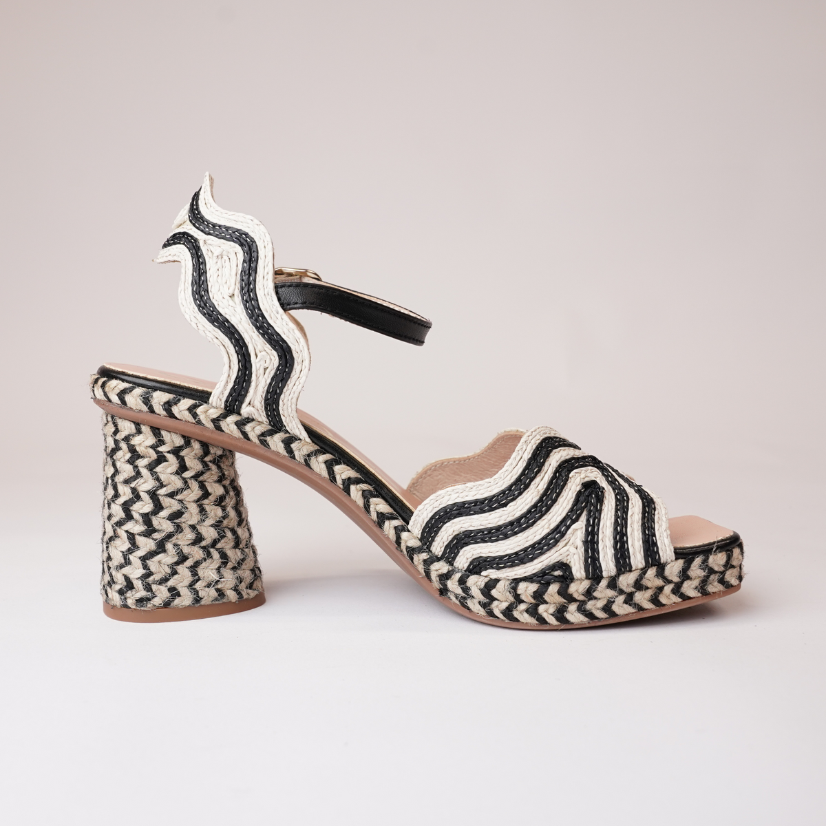 Danae Black Multi Leather Espadrille Heels - GAIMO | Shouz