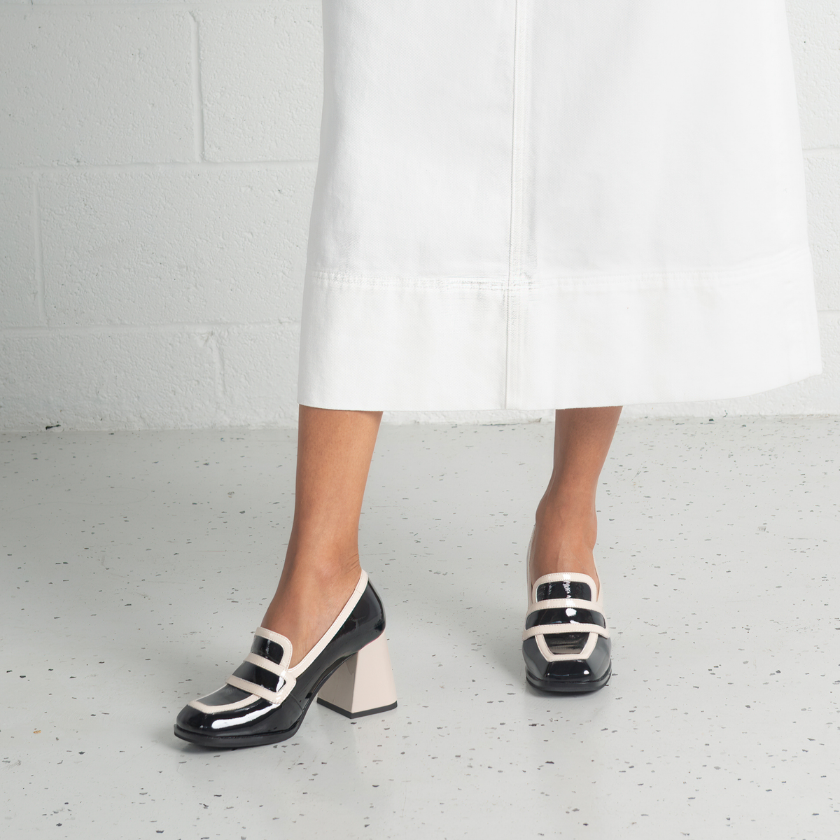 Bergen Black/ Bone Leather Heels - TAMARA LONDON | Shouz