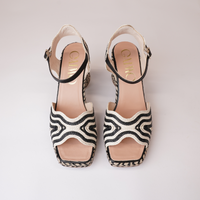 Danae Black Multi Leather Espadrille Heels